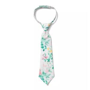 JANIE AND JACK White Green Pink Floral Necktie Tie Preppy  - Sz 2-5 - NWT